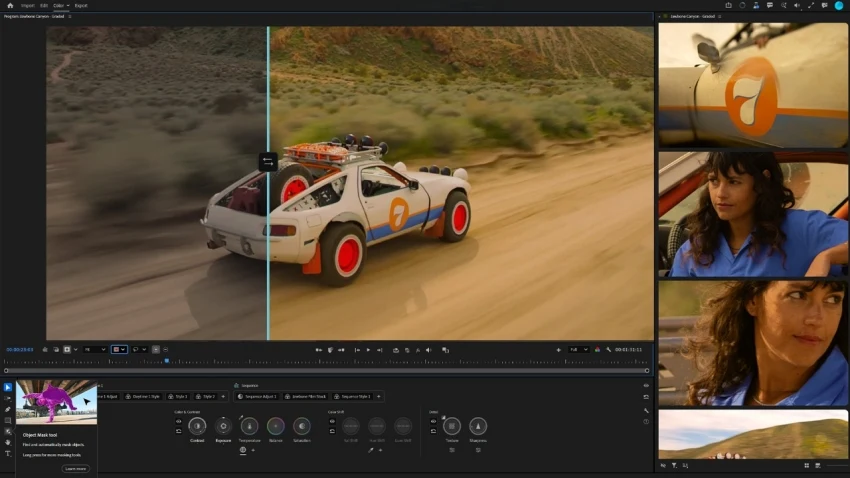Rally car footage edited in full quality on NVIDIA RTX Spark