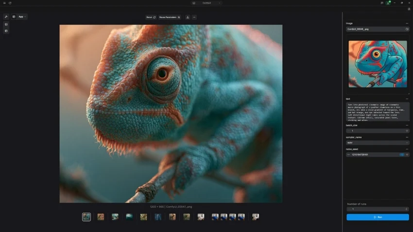 AI-generated photorealistic chameleon image created locally on RTX Spark
