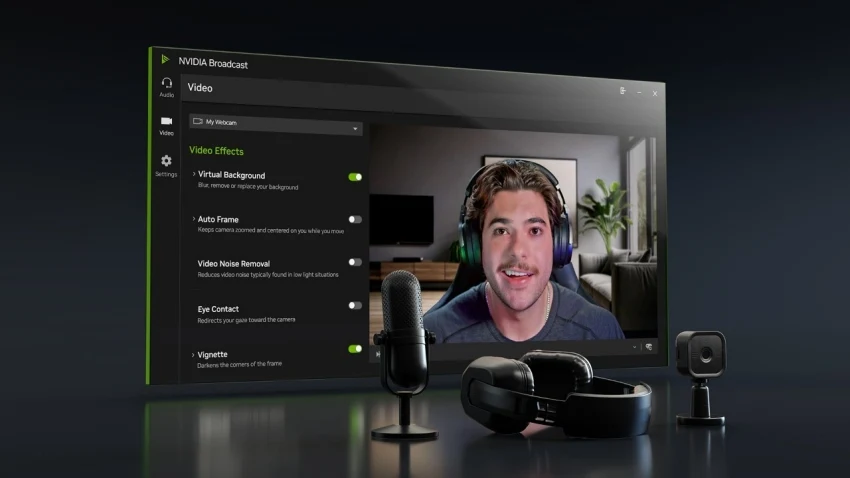 Video call with NVIDIA Broadcast AI background removal on RTX Spark